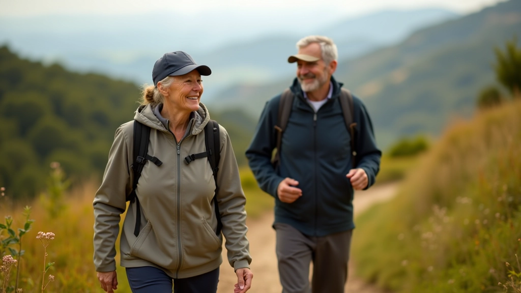 Casal maduro a fazer exercício ao ar livre, ativo e saudável num parque com luz natural